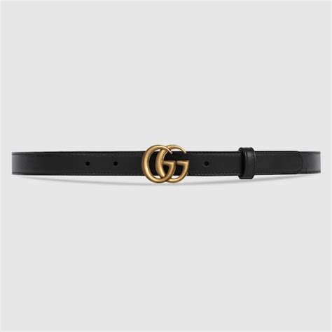 gucci 3cm women& 39|Women's Slim Black Leather Belt With Double G Buckle.